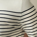 Business Commute Contrast Color Long Sleeves Mens Striped Sweater– White & Navy | Old Money Knitwear Prendersons