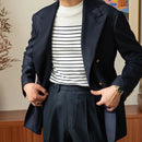 Business Commute Contrast Color Long Sleeves Mens Striped Sweater– White & Navy | Old Money Knitwear Prendersons