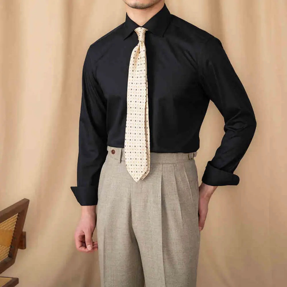 Business Formal Long Sleeved Shirt For Men – Solid Colour | Work & Leisure | Old Money Style