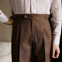 Casual High-waisted Men's Business Paris Button Straight Leg Neapolitan Sag Wear Pants Prendersons