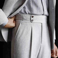 Casual High-waisted Men's Business Paris Button Straight Leg Neapolitan Sag Wear Pants Prendersons