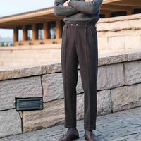 Casual High-waisted Men's Business Paris Button Straight Leg Neapolitan Sag Wear Pants Prendersons
