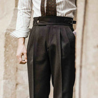 Casual High-waisted Men's Business Paris Button Straight Leg Neapolitan Sag Wear Pants Prendersons