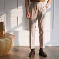 Casual High-waisted Men's Business Paris Button Straight Leg Neapolitan Sag Wear Pants Prendersons