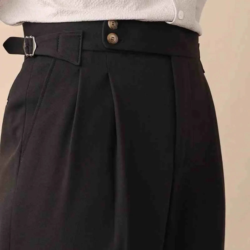 Casual High-waisted Men's Business Paris Button Straight Leg Neapolitan Sag Wear Pants Prendersons