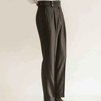 Casual High-waisted Men's Business Paris Button Straight Leg Neapolitan Sag Wear Pants Prendersons