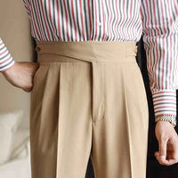 Casual High-waisted Men's Business Paris Button Straight Leg Neapolitan Sag Wear Pants Prendersons