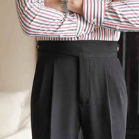 Casual High-waisted Men's Business Paris Button Straight Leg Neapolitan Sag Wear Pants Prendersons