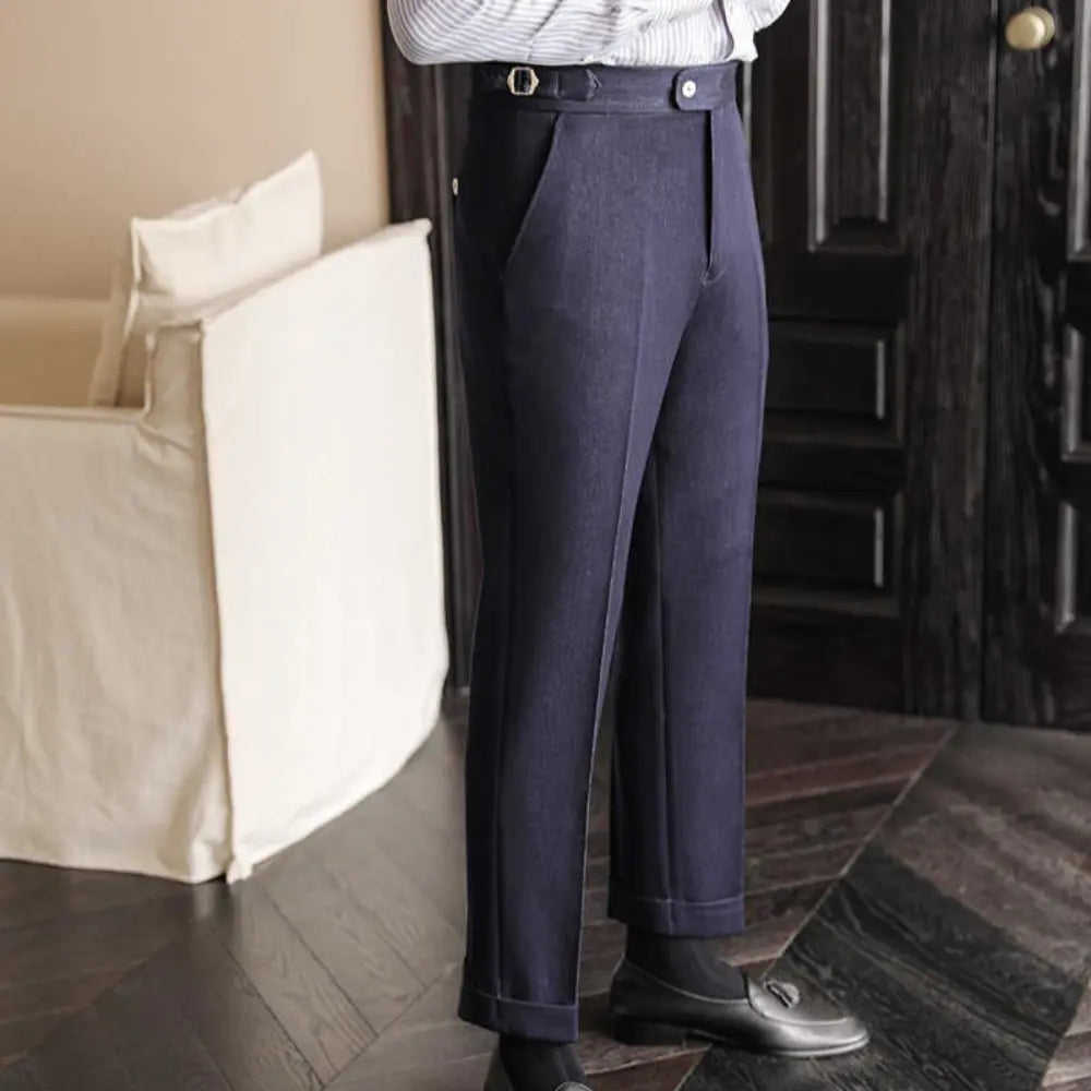 Straight High Waisted Pants – Sky Blue | Non-Iron | Naples Elegance