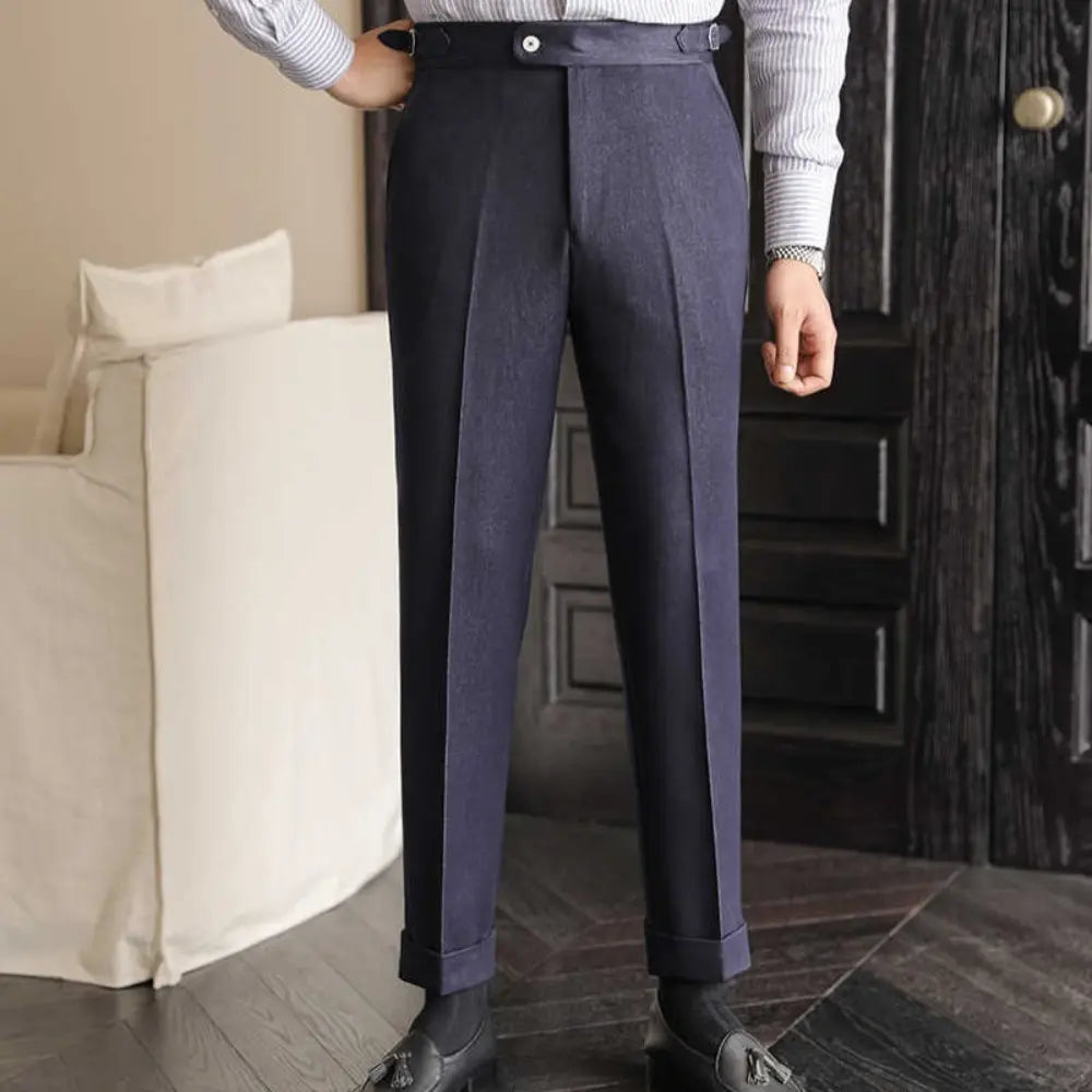 Straight High Waisted Pants – Sky Blue | Non-Iron | Naples Elegance