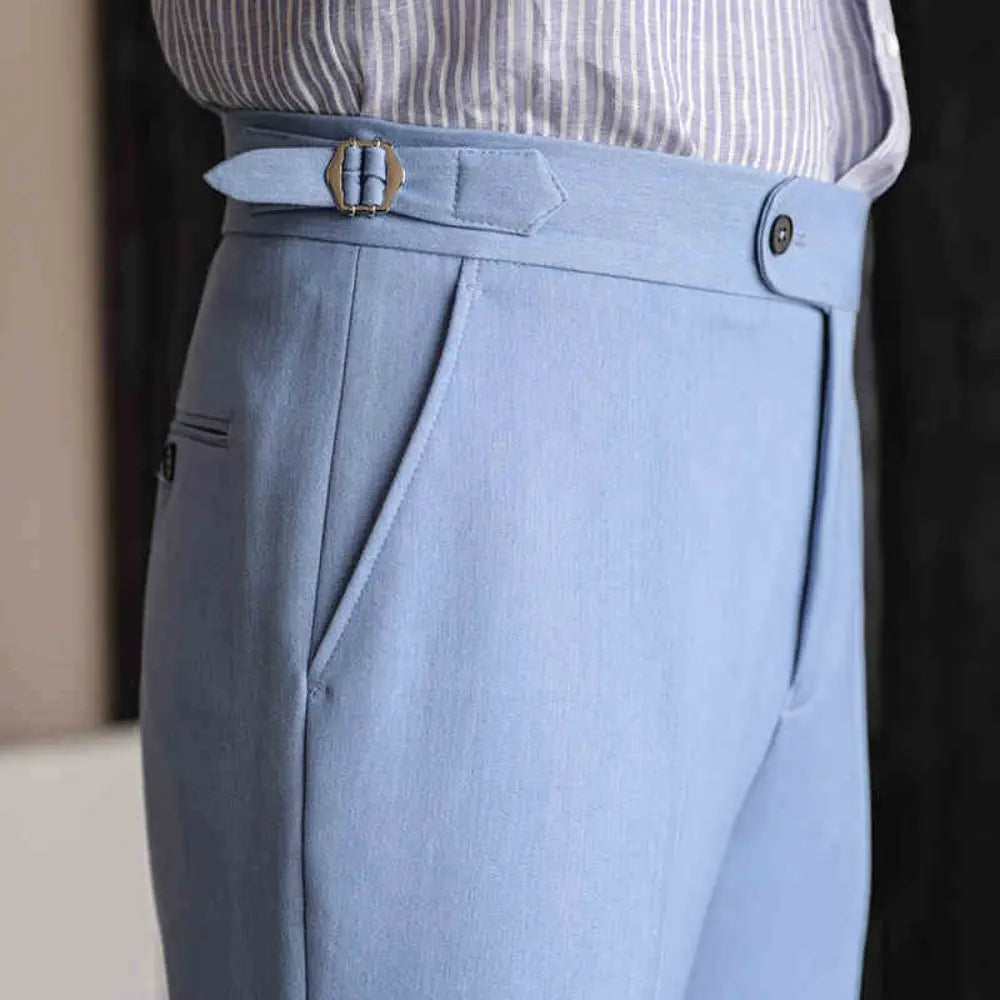 Casual High-waisted Men's Non-ironing Elastic Hanging Pants Naples Solid Color Dress Pants Prendersons