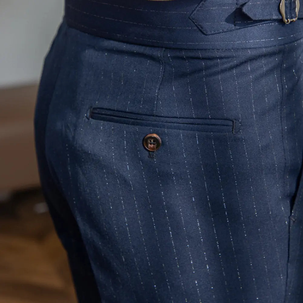 Casual High Waist Men's Straight Striped Non-iron Pants Prendersons