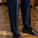 Casual High Waist Men's Straight Striped Non-iron Pants Prendersons