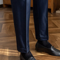 Casual High Waist Men's Straight Striped Non-iron Pants Prendersons