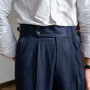 Casual High Waist Men's Straight Striped Non-iron Pants Prendersons