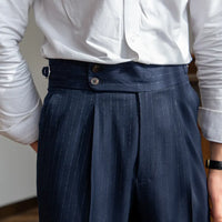 Casual High Waist Men's Straight Striped Non-iron Pants Prendersons