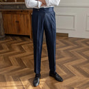 Casual High Waist Men's Straight Striped Non-iron Pants Prendersons