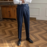 Casual High Waist Men's Straight Striped Non-iron Pants Prendersons