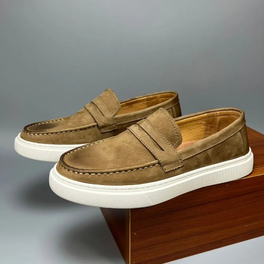 Casual Men's Genuine Retro Soft Bottom Calf Leather Shoes Prendersons