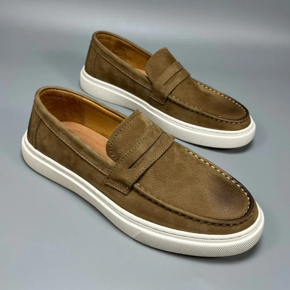 Casual Men's Genuine Retro Soft Bottom Calf Leather Shoes Prendersons