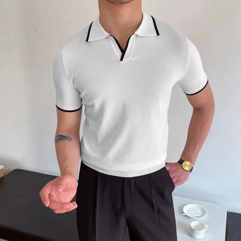 Casual striped polo shirt men