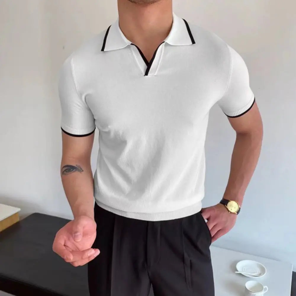 Slim fit striped polo shirt men