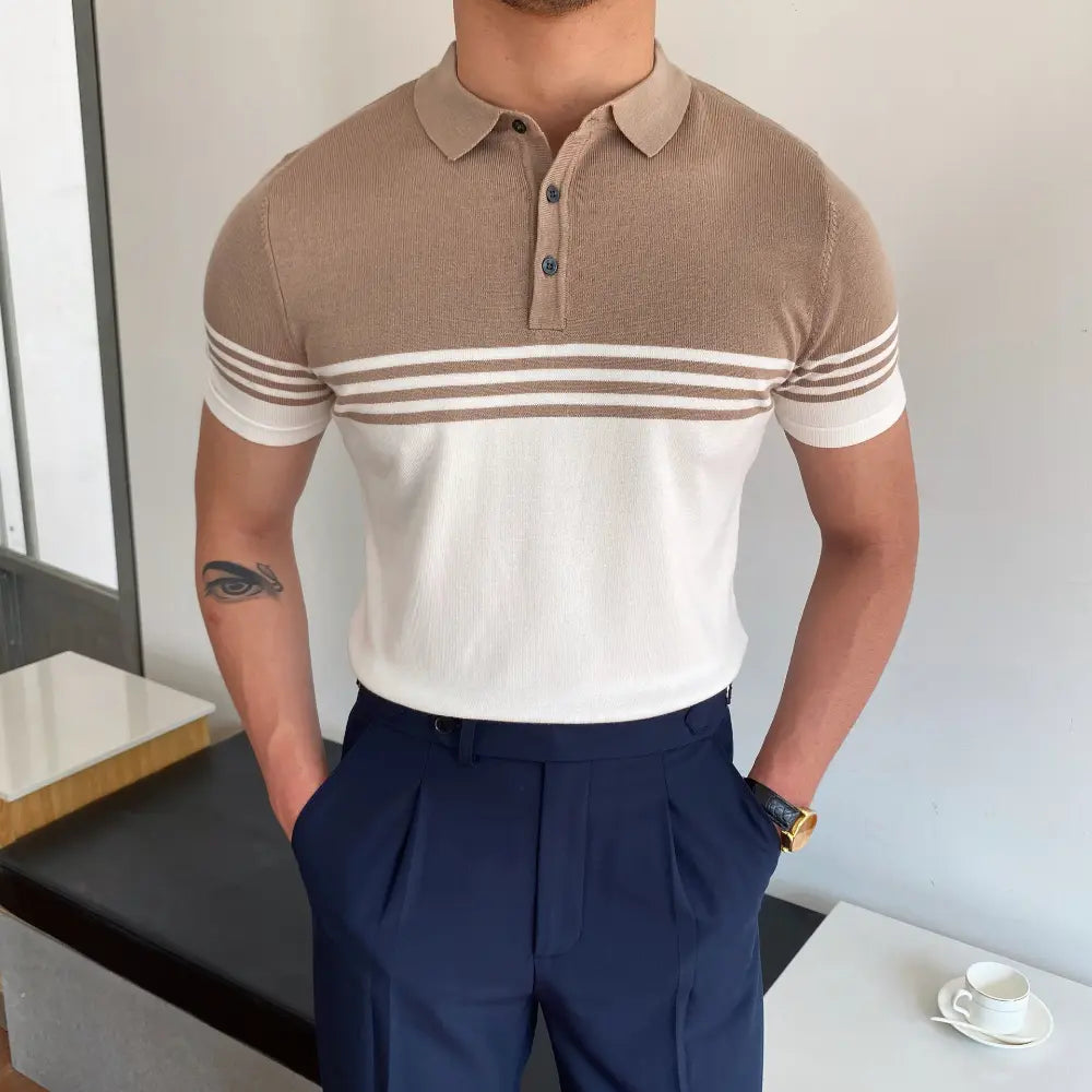 Casual Short-sleeved Striped Polo Shirt – Smart Casual | Old Money Menswear