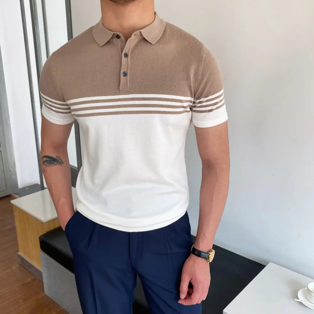 Casual Short-sleeved Striped Polo Shirt – Smart Casual | Old Money Menswear