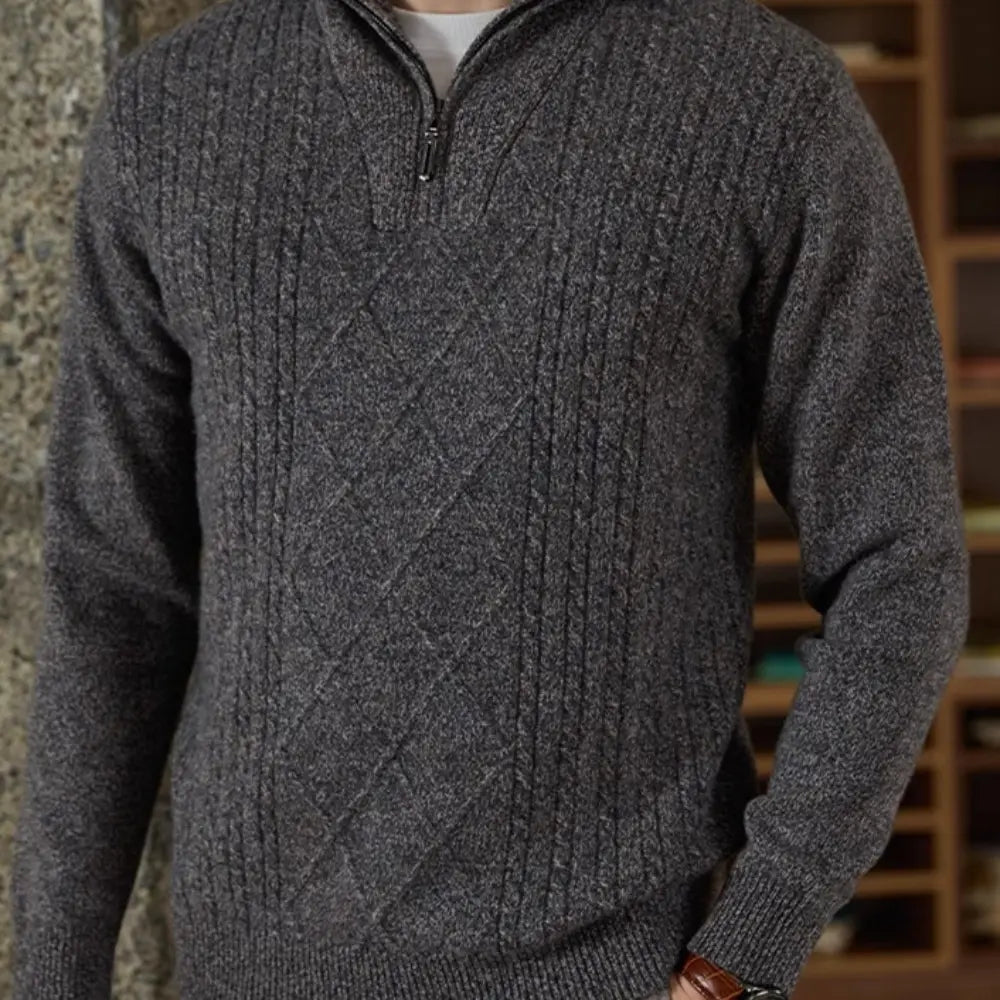 Casual Warm Men's Sweater Jacket  – Brown Camel & Black Grey | Casual City Style | Old Money Menswear