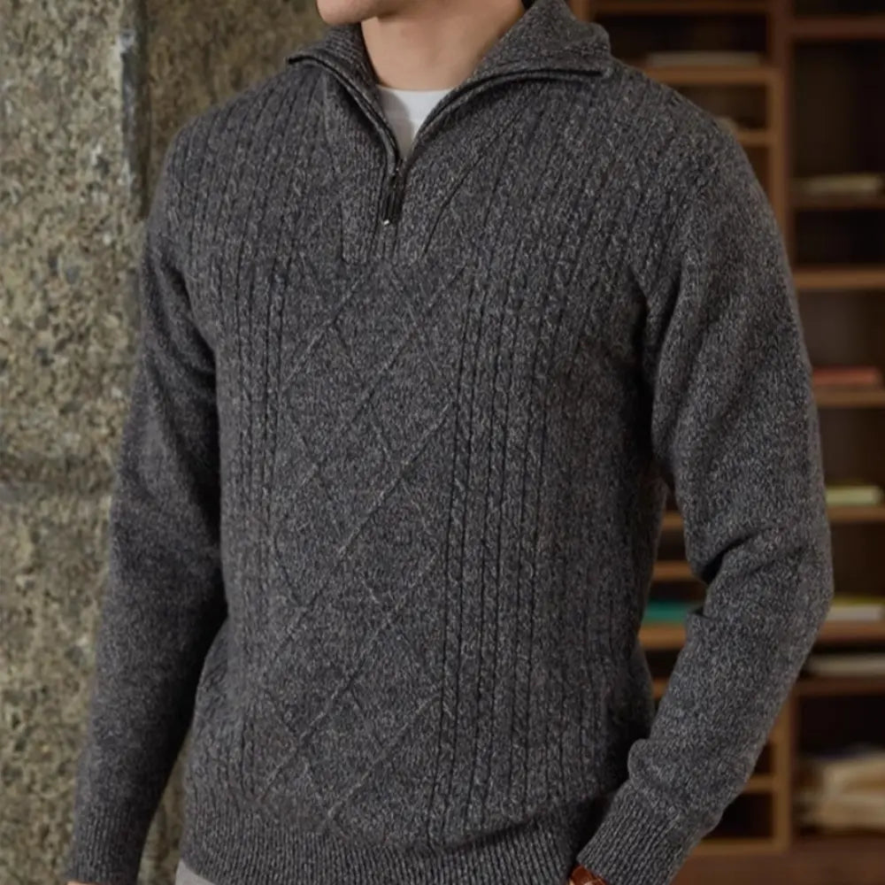 Casual Warm Men's Sweater Jacket  – Brown Camel & Black Grey | Casual City Style | Old Money Menswear