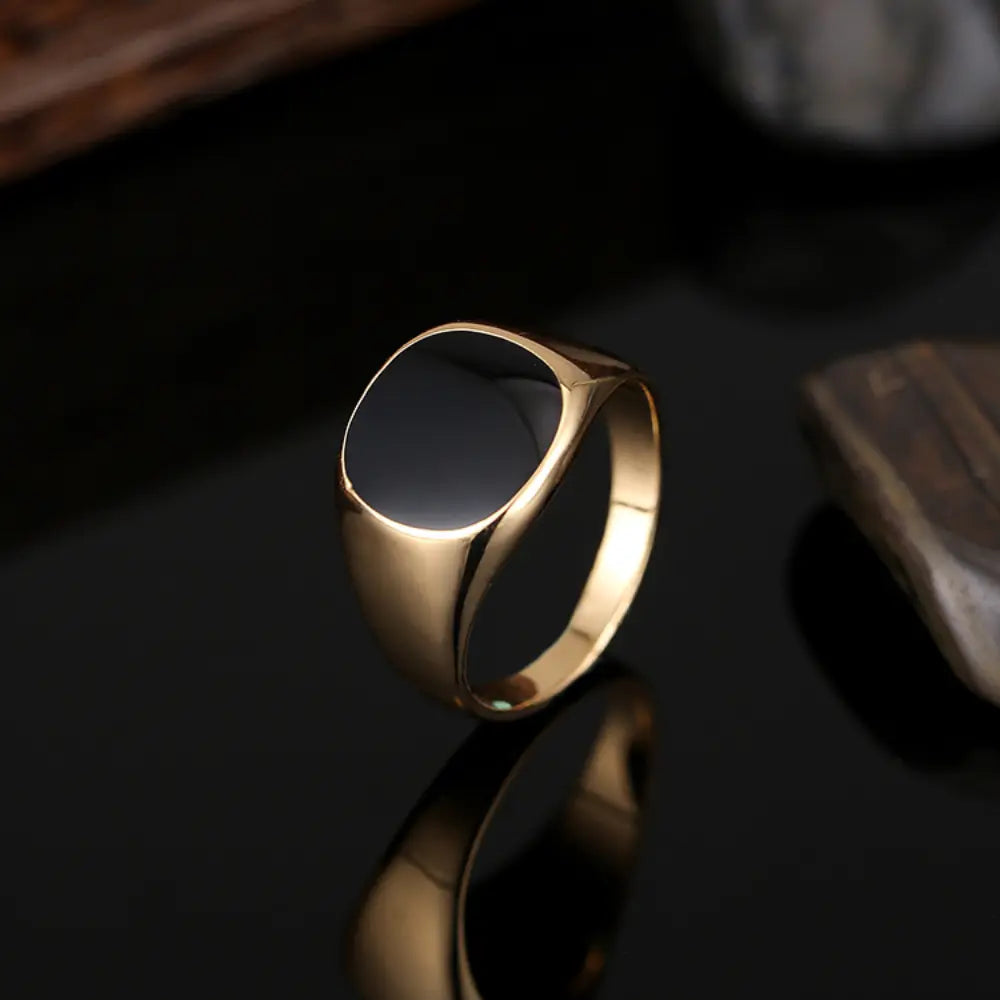 Classic Smooth Oil Dripping Men's Zinc Alloy Ring – Platinum & Gold | Statement Accessory | Old Money Menswear