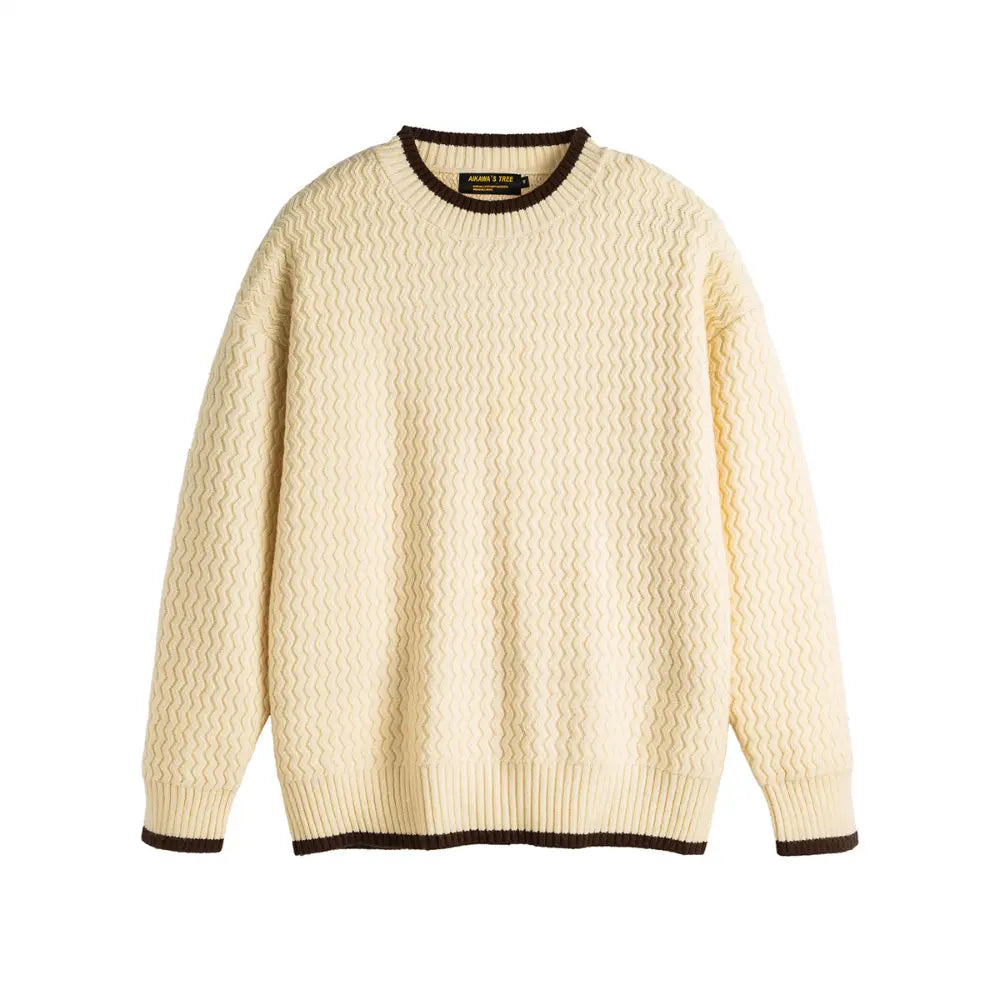 Color-block Crew Neck Sweater Men's Knitted Shirt Top – Grey, Beige & Wine Red | Leisurewear | Retro Style