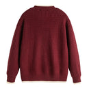 Color-block Crew Neck Sweater Men's Knitted Shirt Top – Grey, Beige & Wine Red | Leisurewear | Japanese Retro Style Prendersons
