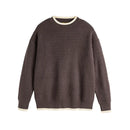 Color-block Crew Neck Sweater Men's Knitted Shirt Top – Grey, Beige & Wine Red | Leisurewear | Japanese Retro Style Prendersons