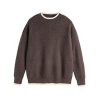 Color-block Crew Neck Sweater Men's Knitted Shirt Top – Grey, Beige & Wine Red | Leisurewear | Japanese Retro Style Prendersons