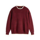 Color-block Crew Neck Sweater Men's Knitted Shirt Top – Grey, Beige & Wine Red | Leisurewear | Japanese Retro Style Prendersons