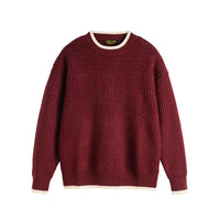 Color-block Crew Neck Sweater Men's Knitted Shirt Top – Grey, Beige & Wine Red | Leisurewear | Japanese Retro Style Prendersons