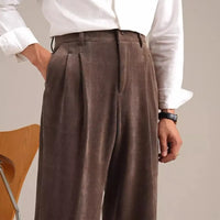 Corduroy Retro Straight High Waist Pairs Of Pleated Trousers Prendersons