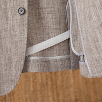Cotton And Linen Herringbone Business Gentleman Half Lining Suit Jacket Prendersons