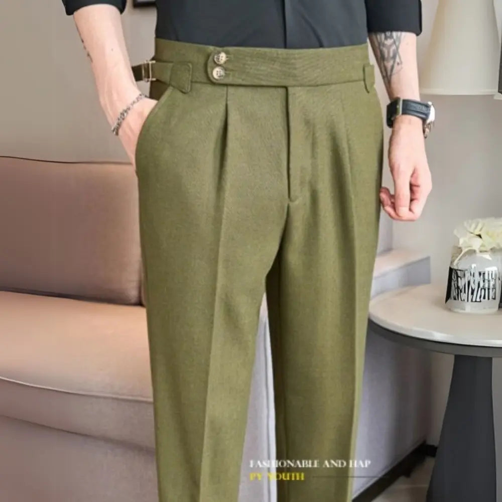 Cotton And Linen Texture Fabric Casual Suit Pants Prendersons