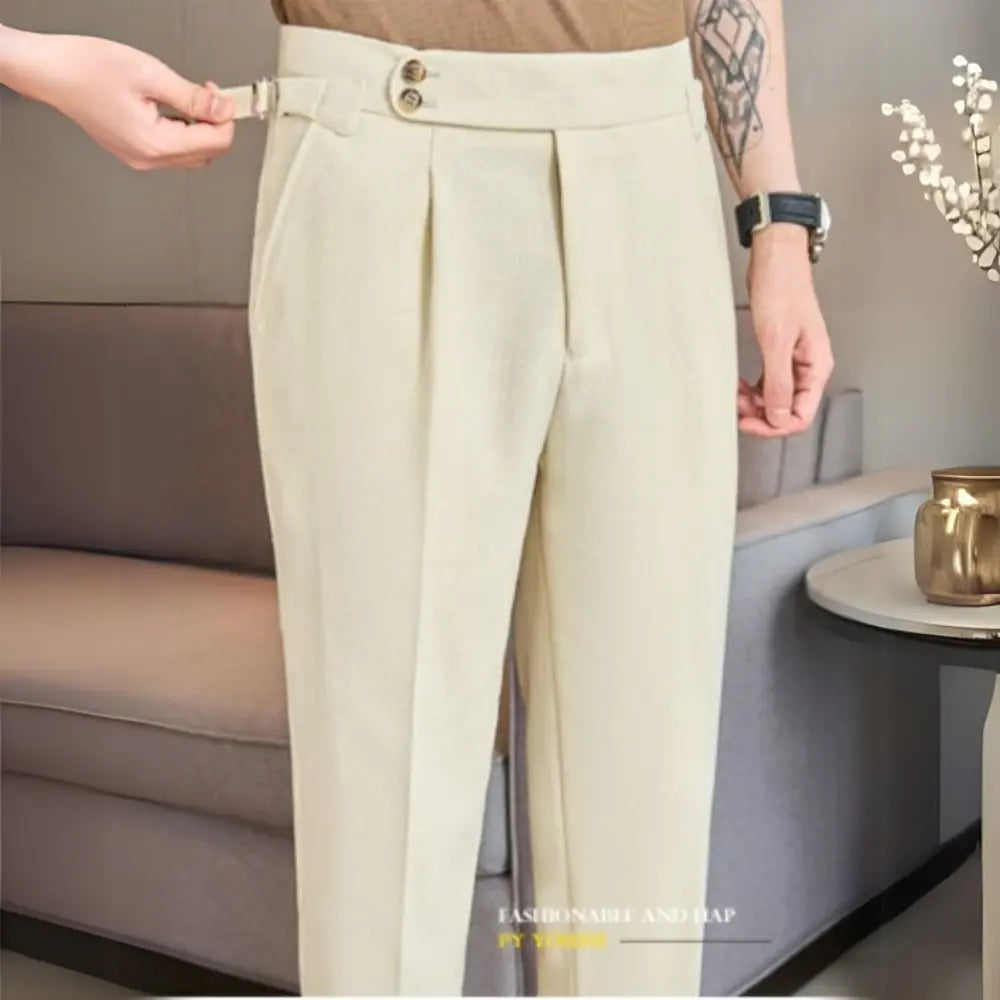 Cotton And Linen Texture Fabric Casual Suit Pants Prendersons