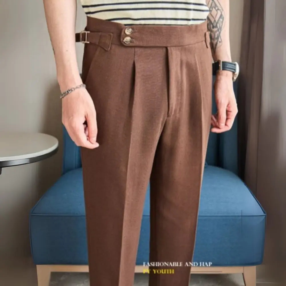 Cotton And Linen Texture Fabric Casual Suit Pants Prendersons