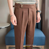 Cotton And Linen Texture Fabric Casual Suit Pants Prendersons