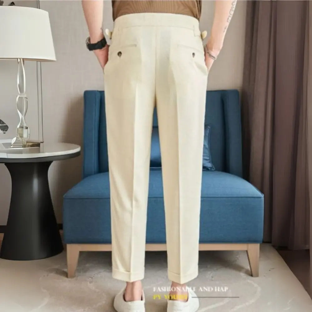 Cotton And Linen Texture Fabric Casual Suit Pants Prendersons