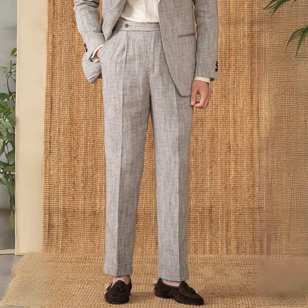 Cotton And Linen Thin Breathable Casual High Waist Straight Pants Prendersons