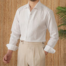 Cotton Seersucker Thin Long-sleeved Shirt One Collar Casual Shirt Prendersons