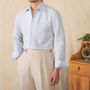 Cotton Seersucker Thin Long-sleeved Shirt One Collar Casual Shirt Prendersons