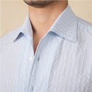 Cotton Seersucker Thin Long-sleeved Shirt One Collar Casual Shirt Prendersons