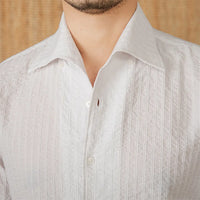 Cotton Seersucker Thin Long-sleeved Shirt One Collar Casual Shirt Prendersons