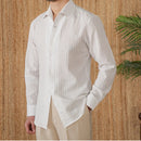 Cotton Seersucker Thin Long-sleeved Shirt One Collar Casual Shirt Prendersons